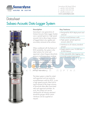 8057 datasheet - Subsea Acoustic Data Logger System