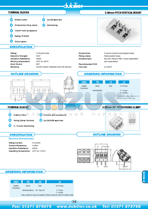 DBCTB13-2 datasheet - TERMINAL BLOCKS 5.08mm PITCH VERTICAL MOUNT