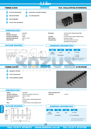 DBCTB26-2 datasheet - TERMINAL BLOCKS PLUG - IN 5mm VERTICAL OR HORIZONTAL