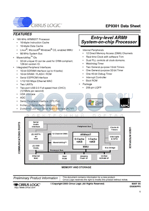 EP9301-IQ datasheet - Entry-level ARM9 System-on-chip Processor