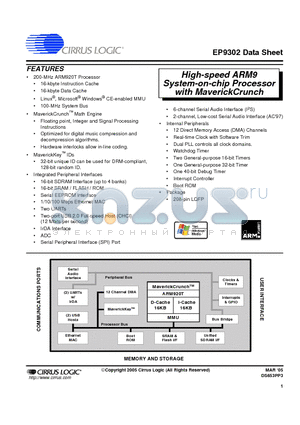 EP9302-EQZ datasheet - High-speed ARM9 System-on-chip Processor with MaverickCrunch