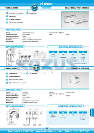 DBCTB41-2 datasheet - TERMINAL BLOCKS 3.5mm  3.81mm PITCH - SCREWLESS