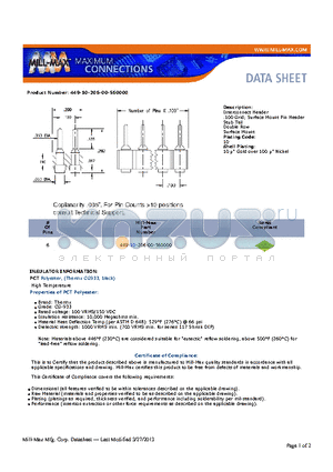 449-10-206-00-560000 datasheet - Interconnect Header .100 Grid; Surface Mount Pin Header