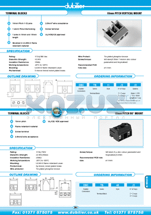 DBCTB48-2 datasheet - TERMINAL BLOCKS 10mm PITCH VERTICAL MOUNT