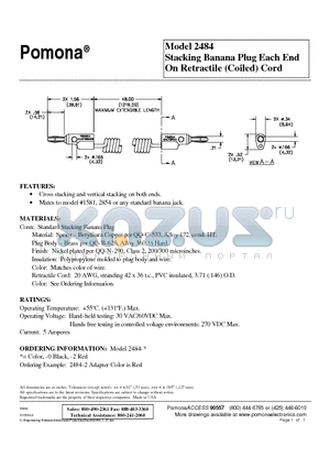 2484 datasheet - Stacking Banana Plug Each End On Retractile (Coiled) Cord