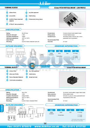 DBCTB56-3 datasheet - TERMINAL BLOCKS 3.5mm PITCH VERTICAL MOUNT - LOW PROFILE