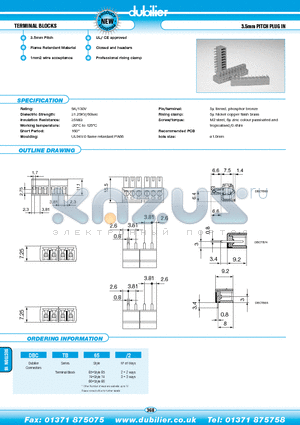 DBCTB65-2 datasheet - TERMINAL BLOCKS 3.5mm PITCH PLUG IN