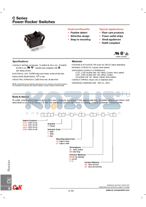 C121J1205DQA datasheet - Power Rocker Switches