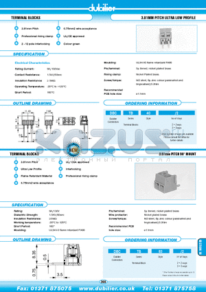 DBCTB83-3 datasheet - TERMINAL BLOCKS 3.81MM PITCH ULTRA LOW PROFILE