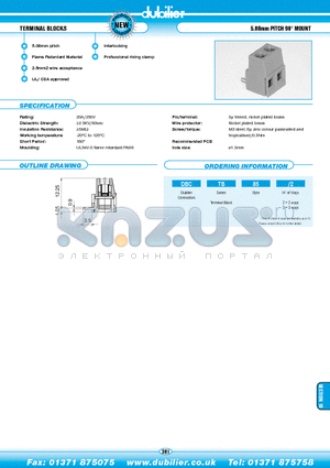 DBCTB85-2 datasheet - TERMINAL BLOCKS 5.08mm PITCH 90 MOUNT