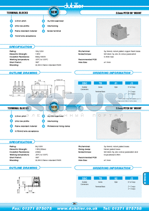 DBCTB82-2 datasheet - TERMINAL BLOCKS 3.5mm PITCH 90 MOUNT
