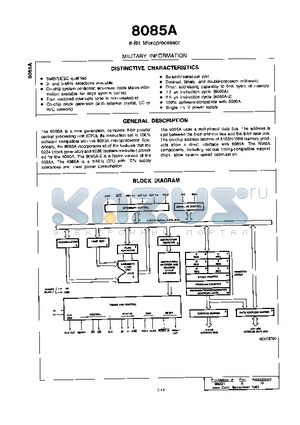 8085A-2 datasheet - 8-Bit Microprocessor