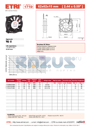 171DH2LP31000 datasheet - DC Axial Fans