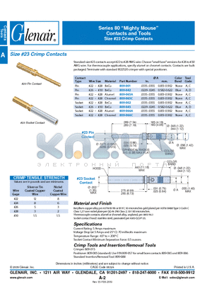 809-001 datasheet - Contacts and Tools Crimp Contacts