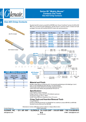 809-002 datasheet - Contacts and Tools Crimp Contacts