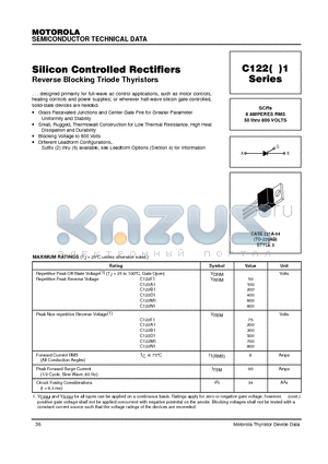 C122A1 datasheet - SILICON CONTROLLED RECTIFIERS