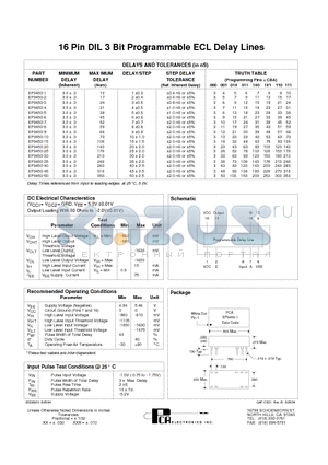 EP9450-35 datasheet - 16 Pin DIL 3 Bit Programmable ECL Delay Lines