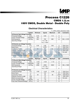 C1226 datasheet - CMOS 1.2um 100V CMOS, Double Metal - Double Poly