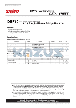 DBF10 datasheet - 1.0A Single-Phase Bridge Rectifier