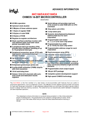 80C196EA datasheet - CHMOS 16-BIT MICROCONTROLLER