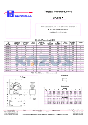 EP9585-7 datasheet - Toroidal Power Inductors