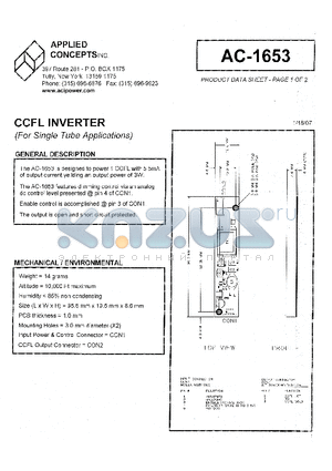 AC-1653 datasheet - CCFL INVERTER
