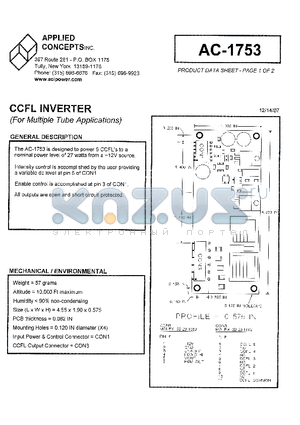 AC-1753 datasheet - CCFL INVERTER