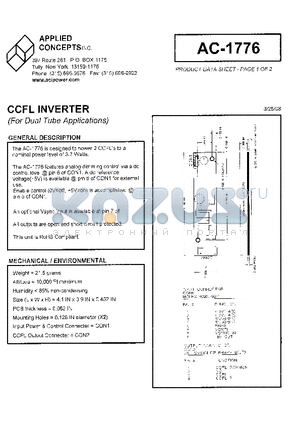 AC-1776 datasheet - CCFL INVERTER