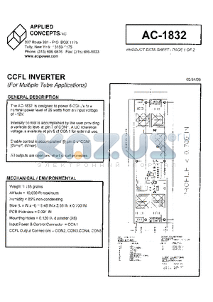 AC-1832 datasheet - CCFL INVERTER