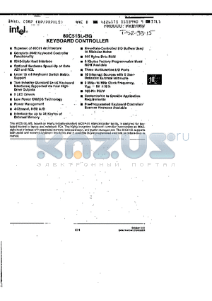 80C51SL-BG datasheet - KEYBOARD CONTROLLER