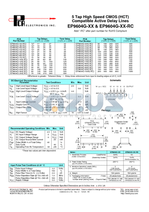 EP9604G-175-RC datasheet - 5 Tap High Speed CMOS (HCT) Compatible Active Delay Lines