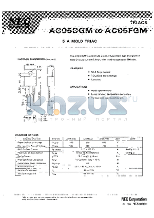 AC05DGM datasheet - 5 A MOLD TRIAC