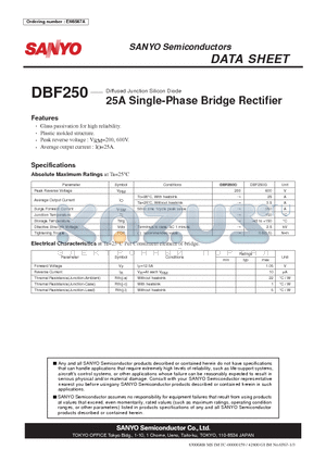 DBF250_10 datasheet - 25A Single-Phase Bridge Rectifier