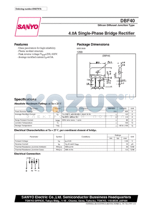 DBF40 datasheet - 4.0A Single-Phase Bridge Rectifier