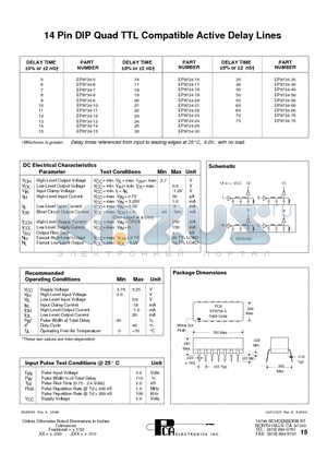 EP9734-10 datasheet - 14 Pin DIP Quad TTL Compatible Active Delay Lines