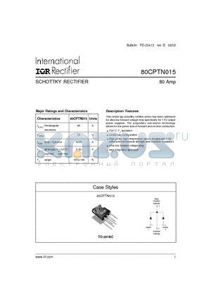 80CPTN015 datasheet - SCHOTTKY RECTIFIER