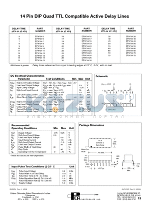 EP9734-21 datasheet - 14 Pin DIP Quad TTL Compatible Active Delay Lines