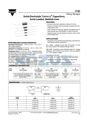 173D105X0025U datasheet - Solid-Electrolyte TANTALEX Capacitors, Axial-Leaded, Molded-Case