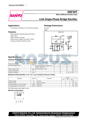 DBF40T datasheet - 4.0A Single-Phase Bridge Rectifier