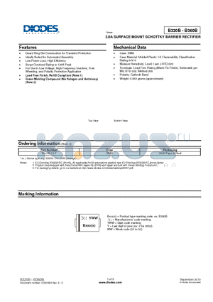 B320B datasheet - 3.0A SURFACE MOUNT SCHOTTKY BARRIER RECTIFIER