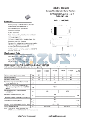 B320B datasheet - Surface Mount Schottky Barrier Rectifiers