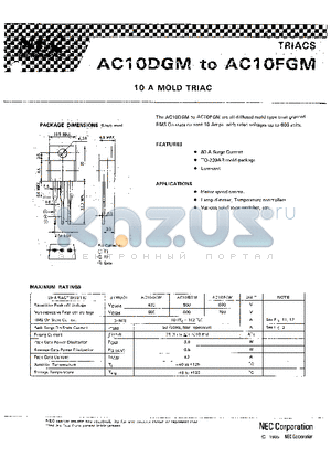 AC10DGM datasheet - 10A MOLD TRIAC