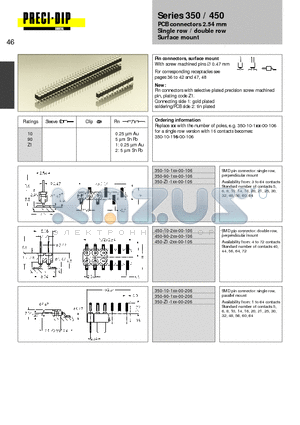450-10-216-00-106 datasheet - PCB connectors 2.54 mm Single row / double row Surface mount