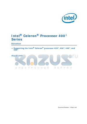 450 datasheet - Supporting the Intel Celeron processor