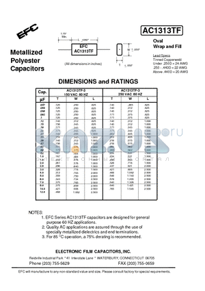 AC1313TF datasheet - Metallized Polyester Capacitors