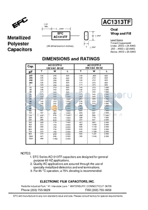 AC1313TF-3 datasheet - Metallized Polyester Capacitors