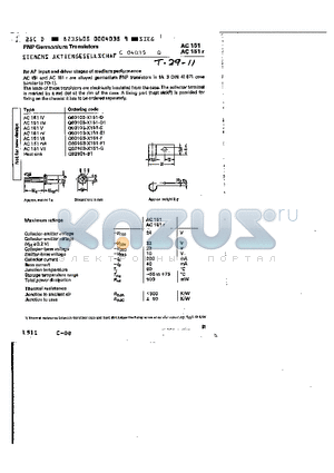 AC151R datasheet - PNP GERMANIUM TRANSISTORS