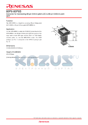 80P6 datasheet - Converter for Connecting 80-pin 0.8mm-pitch LCC to 80-pin 0.65mm-pitch