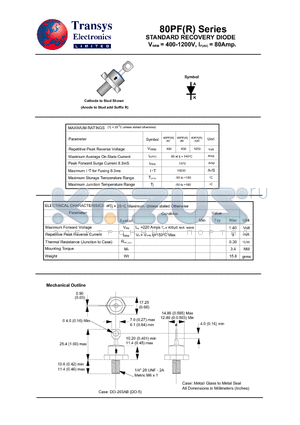 80PF-120 datasheet - STANDARD RECOVERY DIODE