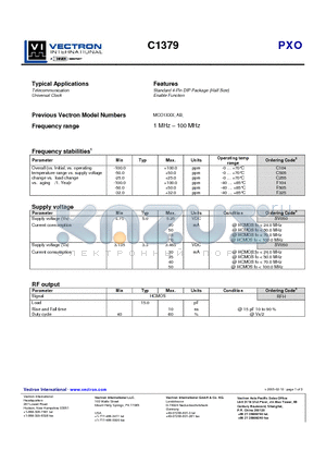 C1379 datasheet - Standard 4-Pin DIP Package (Half Size)